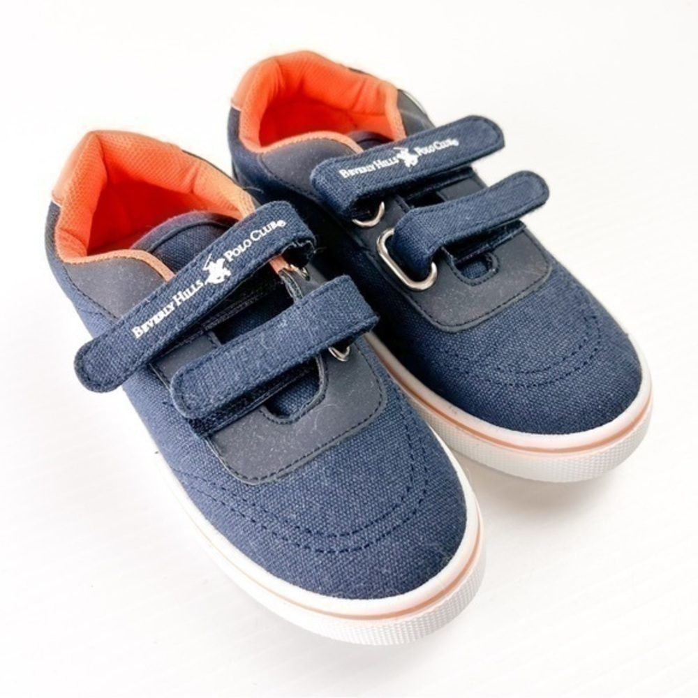 Beverly Hills Polo Club Sneakers Toddler 10 Blue Orange Hook Loop Canvas Shoes